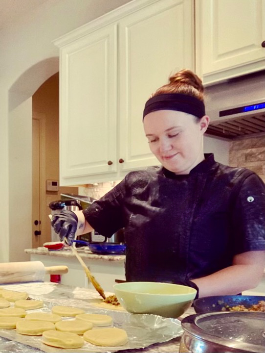 Chef Skylar Coffman in the kitchen